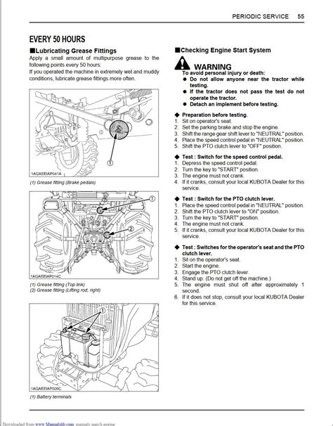 kubota lubricant grease diagram